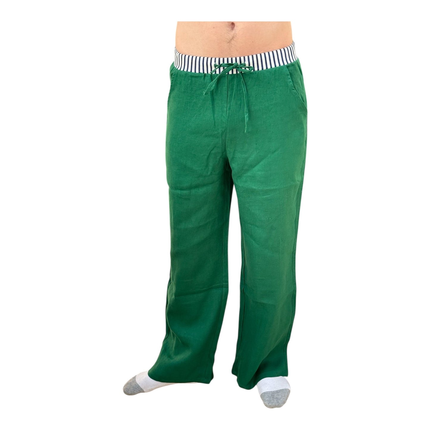 100% linen Green luxury trousers